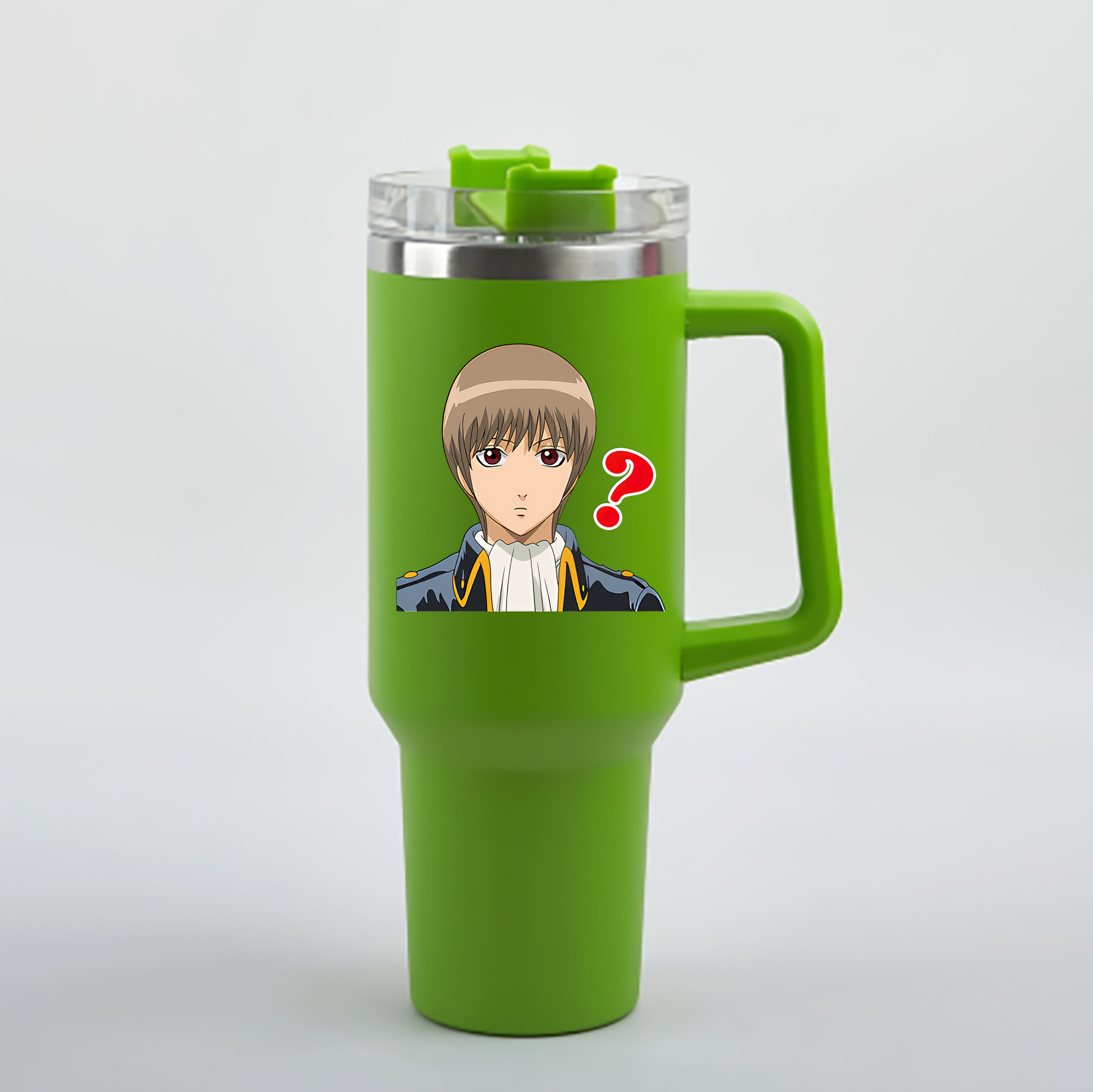 （画像用） ぎんたま 坂田銀時（さかたぎんとき） 神楽 志村新八（しむら しんぱち） GINTAMA Sakata Gintoki Kagura Shimura Shinpachi 1200mL車用タンブラー - クリスタルステッカー（プラスチックストロー付き）
